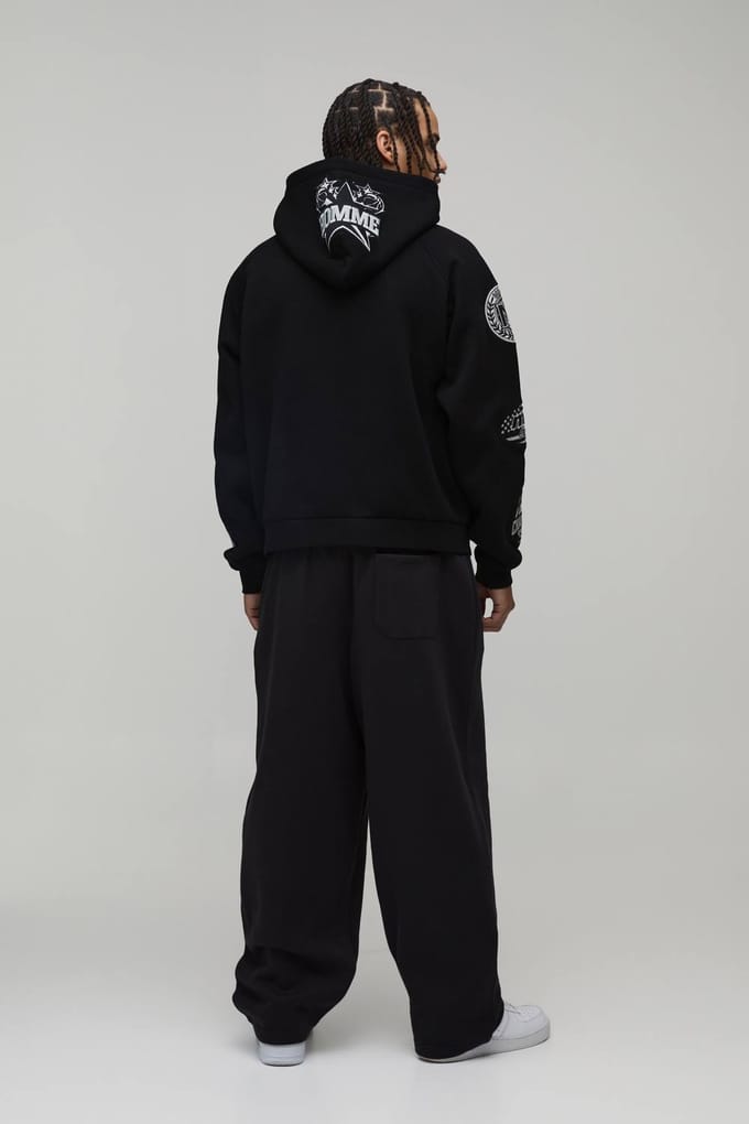 Joggingbroek Met Ballonpasvorm, Borduursel En Washed Effect | Black | Size Medium