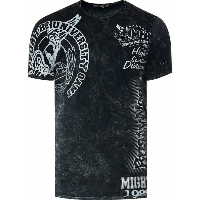 Acid washed T-shirt met prints