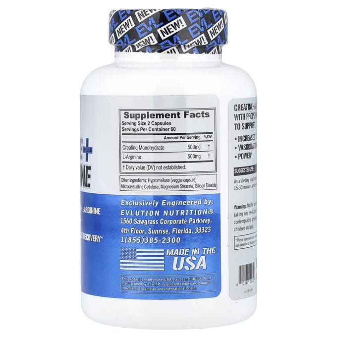 EVLution Nutrition, Creatine Plus L-Arginine, 120 Veggie Capsules