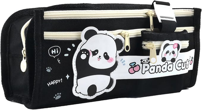 Pencil Case - Panda - Kawaii - Elegant - Large Capacity - Black - One Size - The Modern Wind