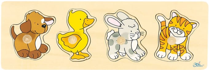 GOKI Steekpuzzel - Hond - 4 Delen - 30X10X2,4Cm - Hout - 1 Jaar