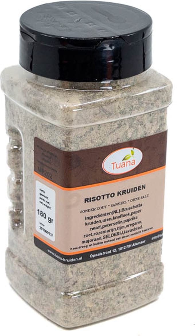 Tuana Kruiden - Risotto Kruidenmix Zonder Zout - Strooibus 100 Gram - Tuanashop - MP-R-0003