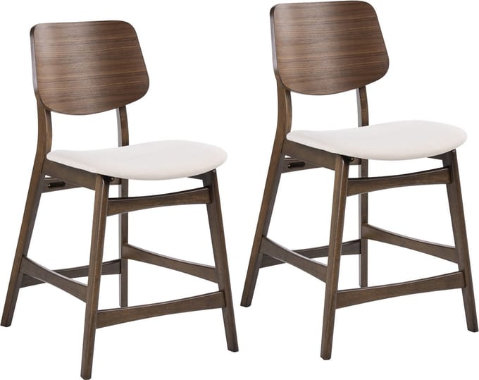 MAYER - Barstoelen set van 2 - Bruin/Gebroken wit - Bouclé