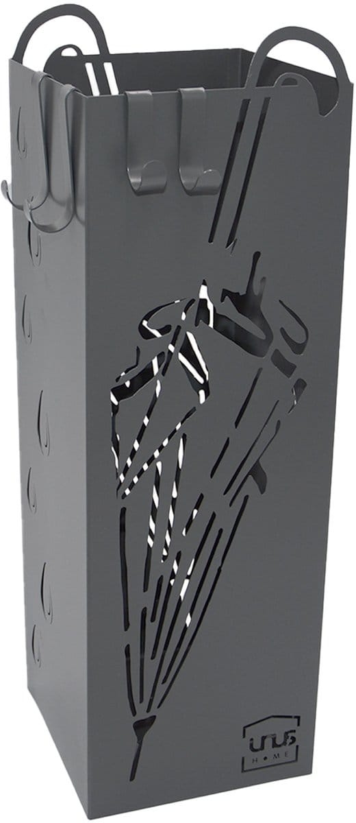 UNUS® Paraplubak paraplumotief met opvangbak 4 haken 49 cm grijs