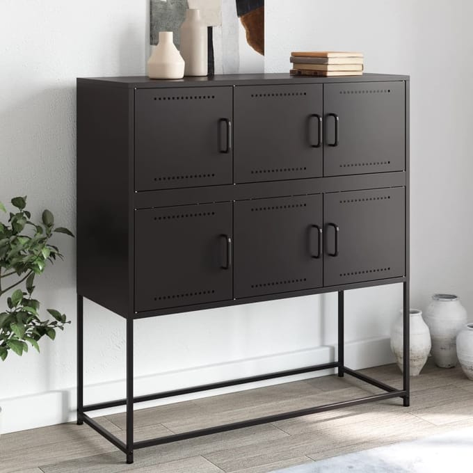 vidaXL - Dressoir - 100,5x39x107 - cm - staal - zwart