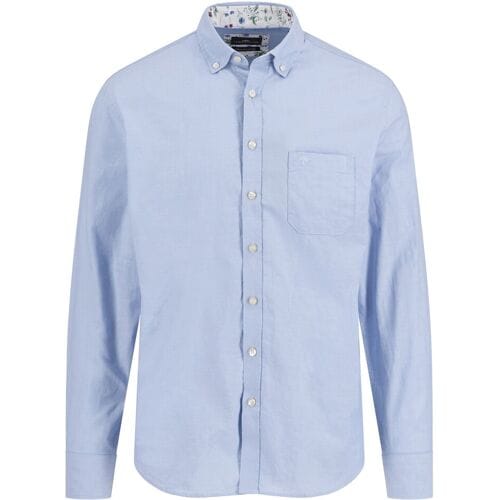 Fynch-Hatton Overhemd Washed Oxford Uni Color Button-Down Crystal Blue / male