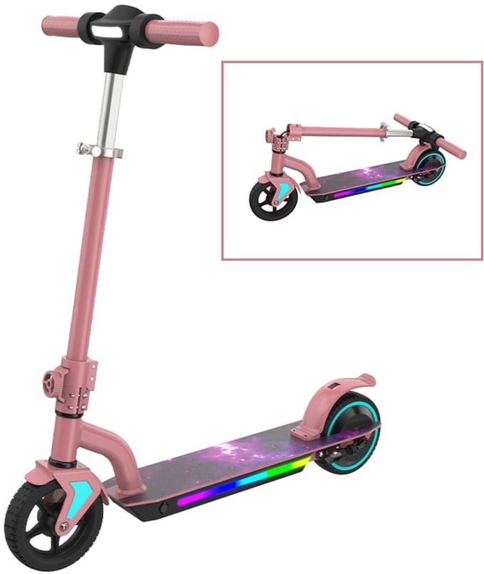 L1 PRO Elektrische Step Kinderen - Inklapbaar - 130W - Max 16 km/u - 12-16 km Bereik - LED Verlichting - Roze