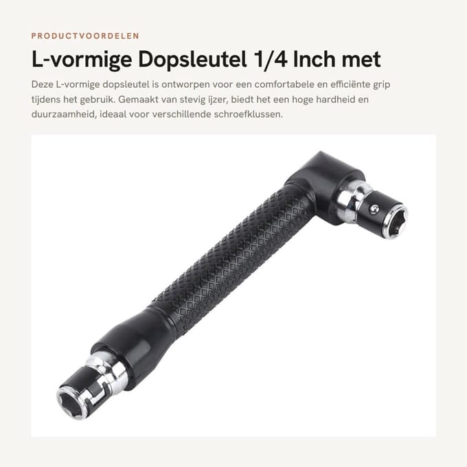 Dailygoods- Dopsleutel L-vormig - 1/4 Inch - Schroevendraaierbit - Robuust - Duurzaam - Comfortabele handgreep - Schroevendraaier