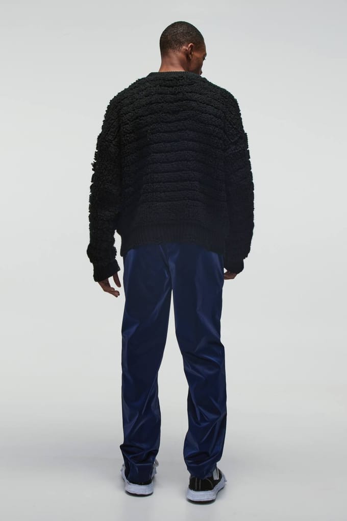 Straight Fit Liquid Nylon Track Pants | Navy | Size 44R