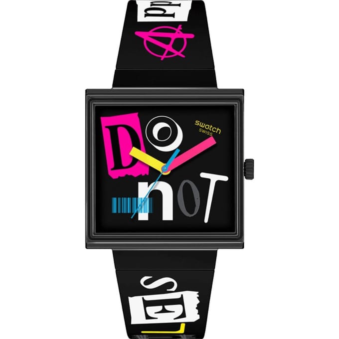 [Swatch] Horloge SQUARE BIOCERAMIC DOORBOORDE RAND SO34B100 Unisex Zwart black