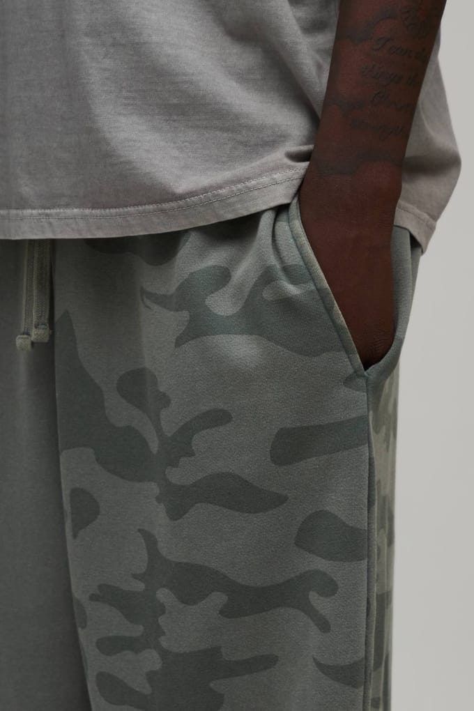 Ballonmodel Camo Gewassen Loopback Joggingbroek | Khaki | Size XS