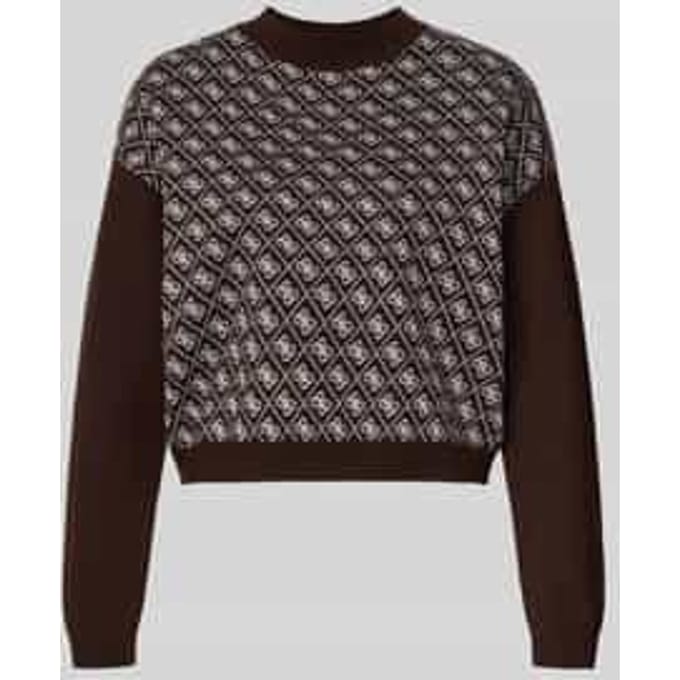 Korte gebreide pullover met ronde hals