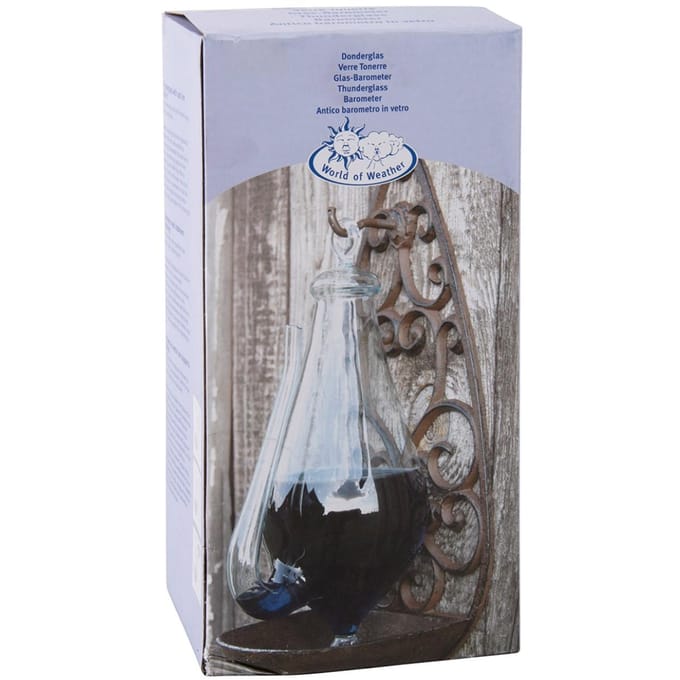 Barometer/donderglas met gietijzer houder