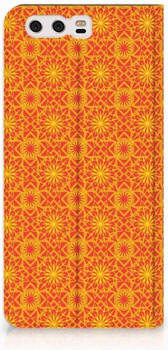 Huawei P10 Plus Hoesje met Magneet Batik Oranje