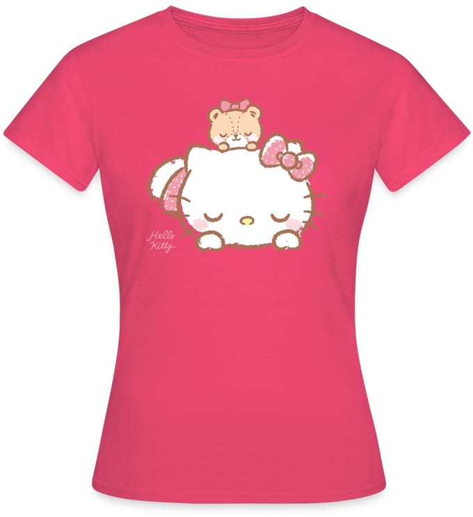 Hello Kitty Met Teddy Op Haar Rug T-Shirt Dames