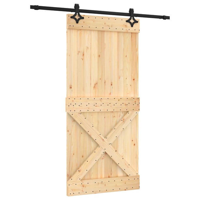 vidaXL - Schuifdeur - 95 - x - 210 - cm - Massief - Pine - Hout - (Onbehandeld)