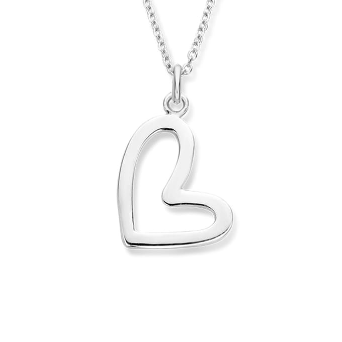 zilver gerhodineerd collier hart 41 + 4 cm 1334301