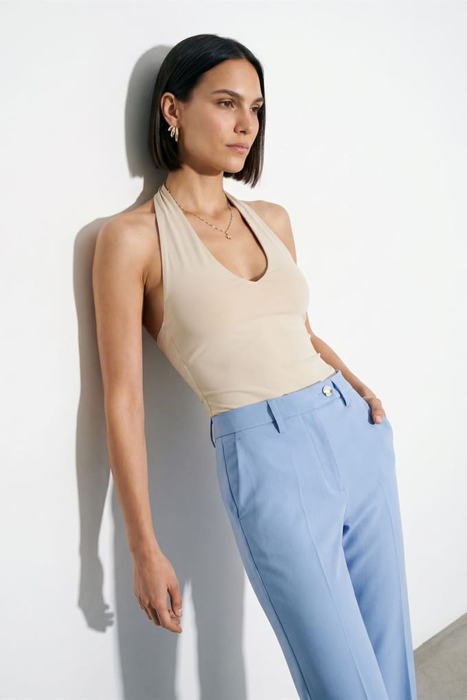 Halterneck Cut-Out Bodysuit