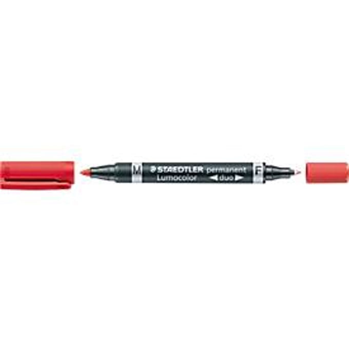 STAEDTLER permanent marker Lumocolor duo, rood, 10 st.