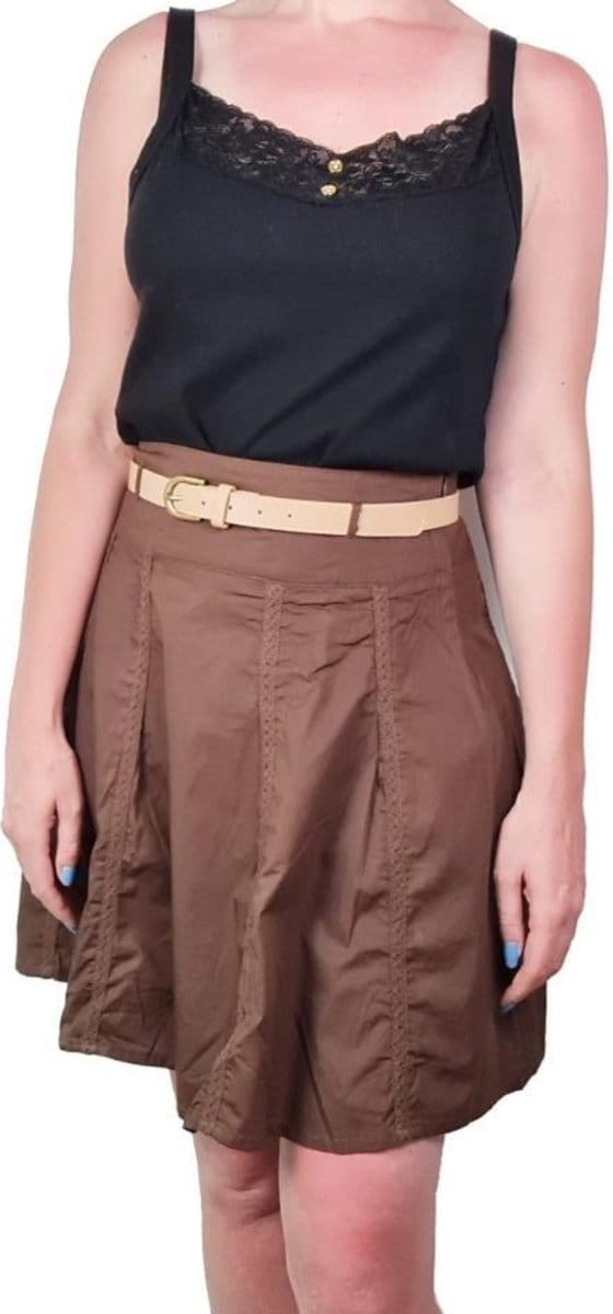 Rok dames - A-Lijn - Met Riem - high waist - Bon Prix - Kleur Bruin - Maat 40