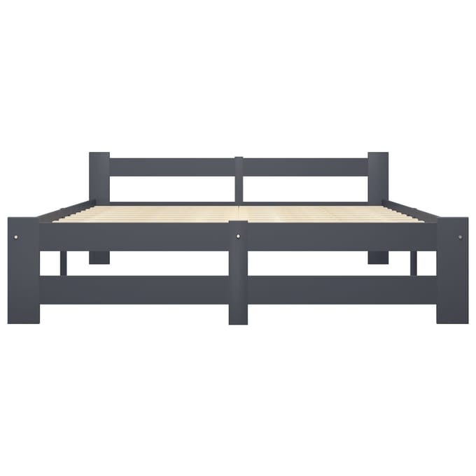vidaXL - Bedframe - massief - grenenhout - donkergrijs - 160x200 - cm