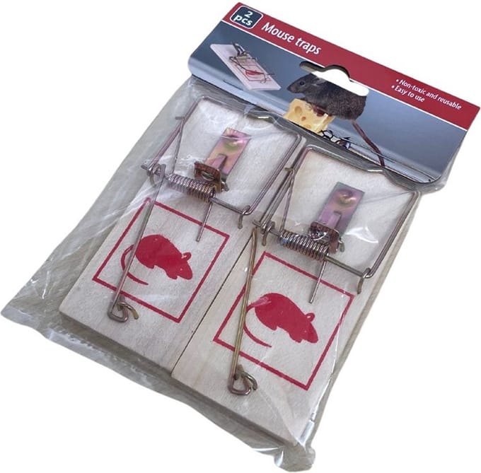 Set van 2 traditionele houten muizenvallen