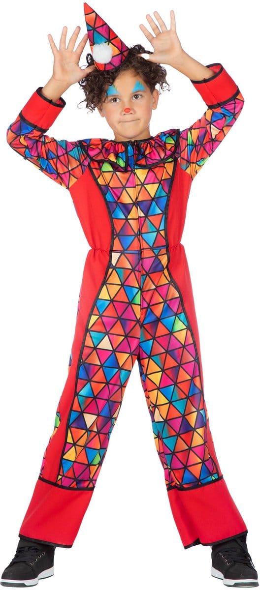 Rode Giechel Clown Kind Kostuum