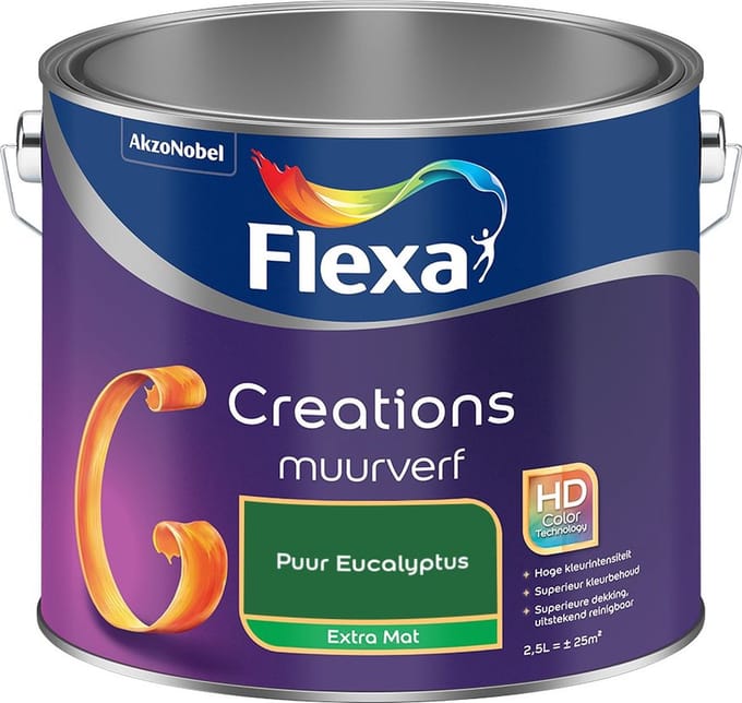 Flexa - Creations Muurverf Extra Mat - Puur Eucalyptus - Mengverf - 2,5 L