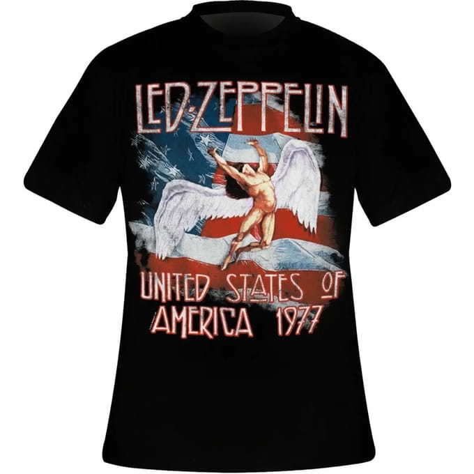 Led Zeppelin - Stars N' Stripes USA '77. Heren Tshirt - 2XL - Zwart