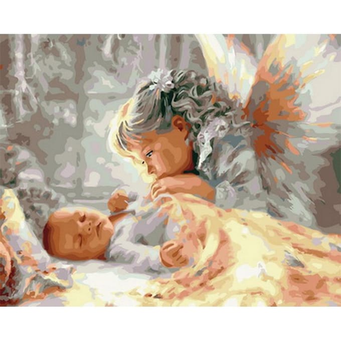 Peinture diamant anges et bébés, perceuse complète 5d, broderie diamant à faire soi-même 20X30CM brown