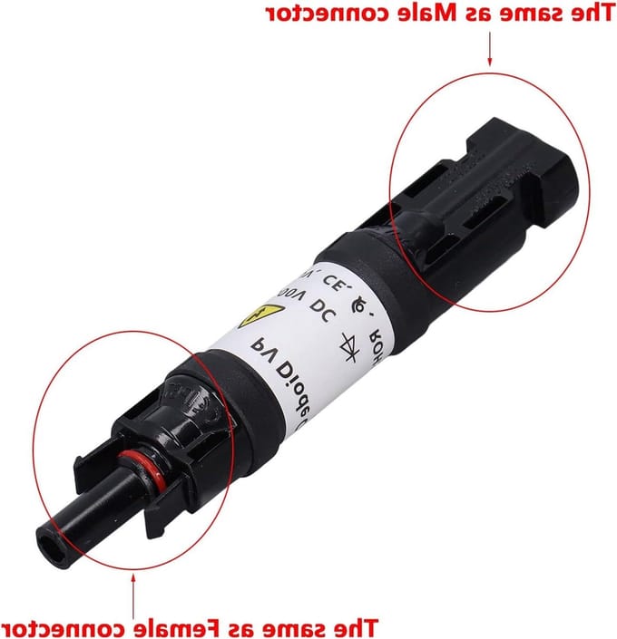 PV Diode Connector - Zonne Connector - Energie Koppelen - IP67 Waterdicht - 1000V 15A - Zwart