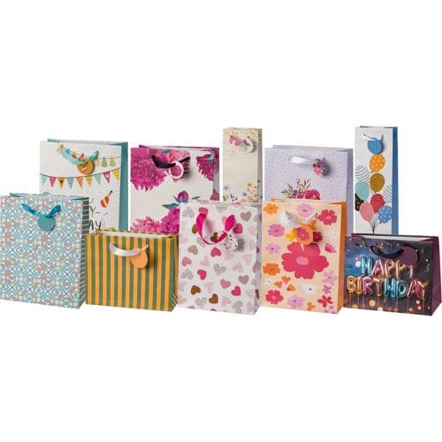 CRELANDO Set van 10 cadeautasjes (Bloemen en harten)