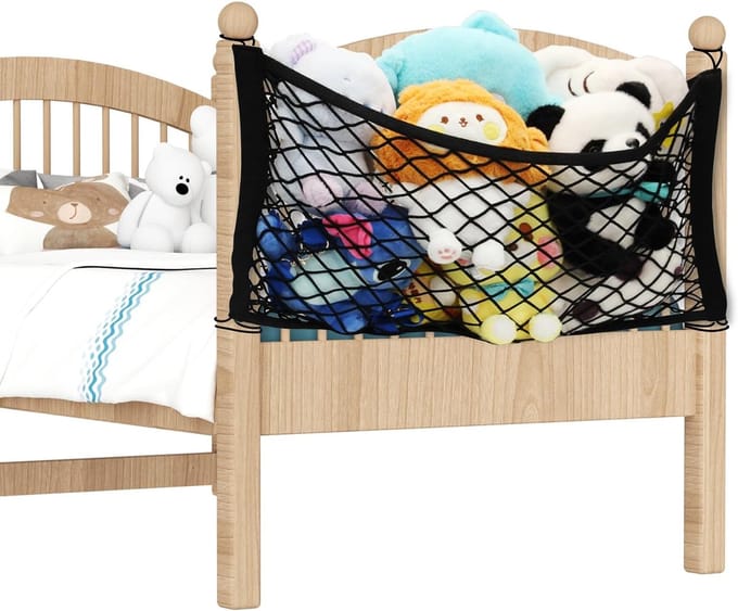 Famanu - Opbergnet voor knuffels en elastisch net voor kinderkamer en bed