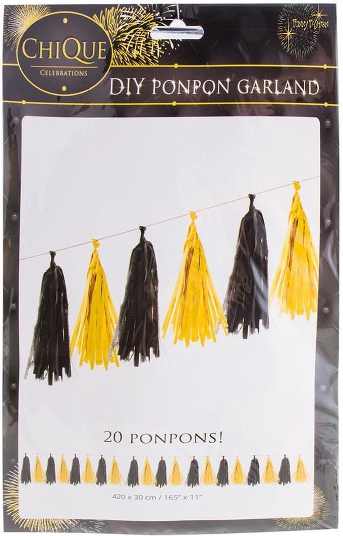 SLINGER 20 POMPONS GOUD ZWART 4,2M