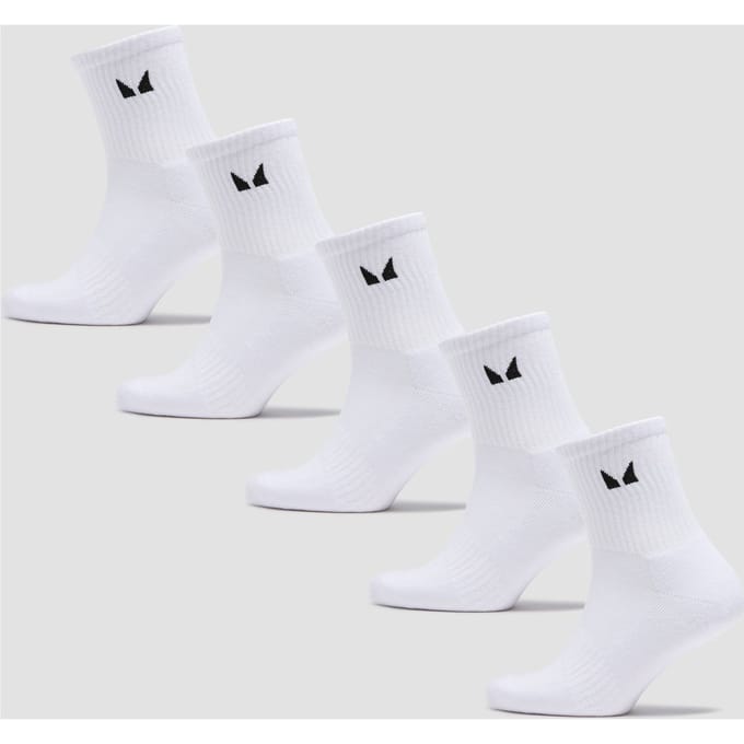 MP Unisex Crew Socks (5 Pack) - White - UK 6-8