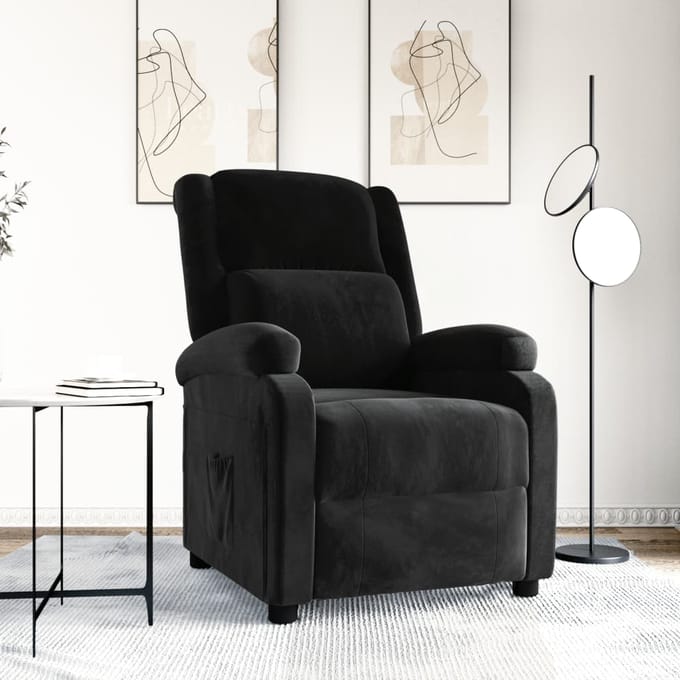 vidaXL - Fauteuil - verstelbaar - fluweel - zwart