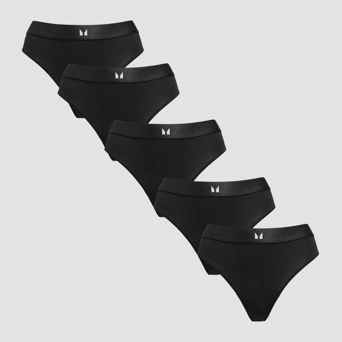 MP Women's Mid Rise Thong (5 Pack) - Black - XL