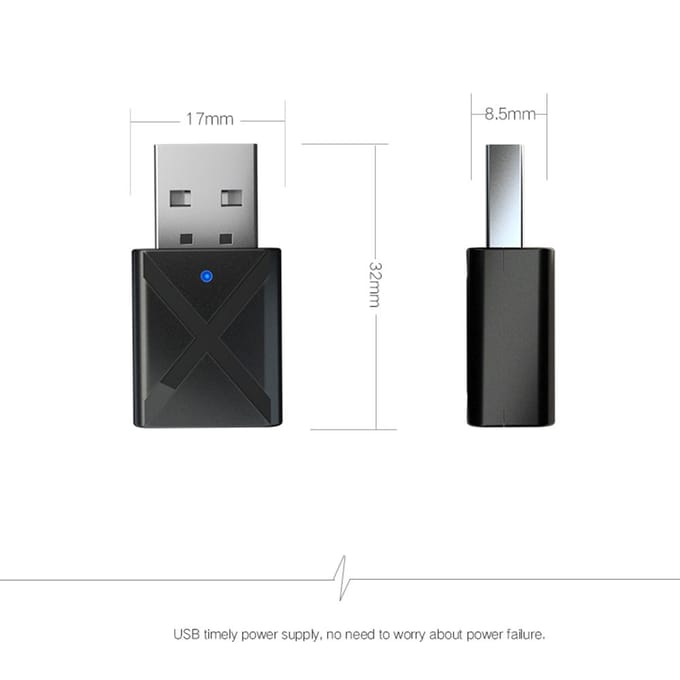 KN320 Audio Adapter USB BT 2 in 1 Zender/ontvanger Adapter Mini Draagbare Oortelefoon Audio zwart