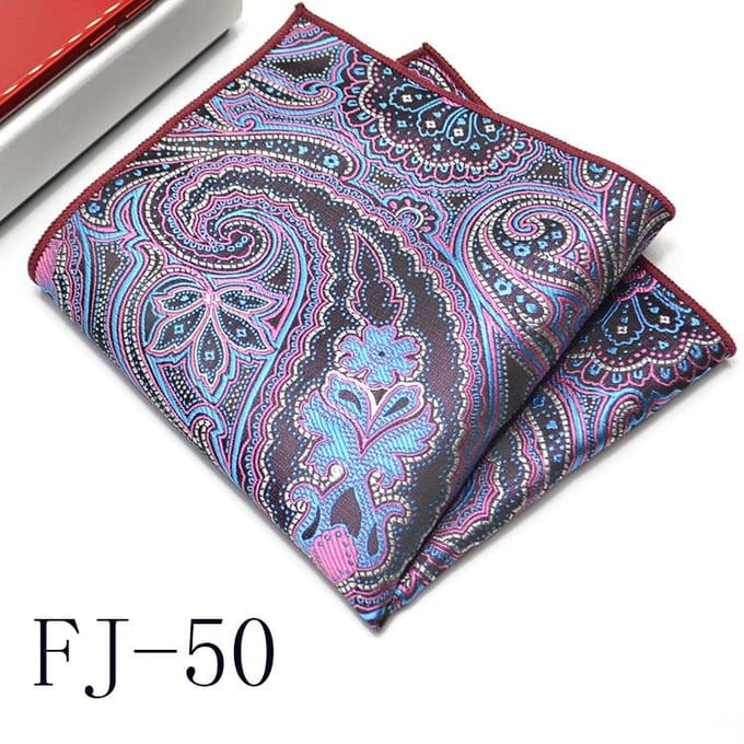 Serviette de poche pour homme Version coréenne Fleur de cajou Petit carré Mouchoir de costume Robe polyvalente 24*24Cm gray