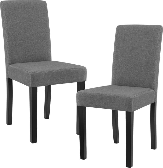 Eetkamerstoel - 2 stuks set - grijs met zwarte poten - stof