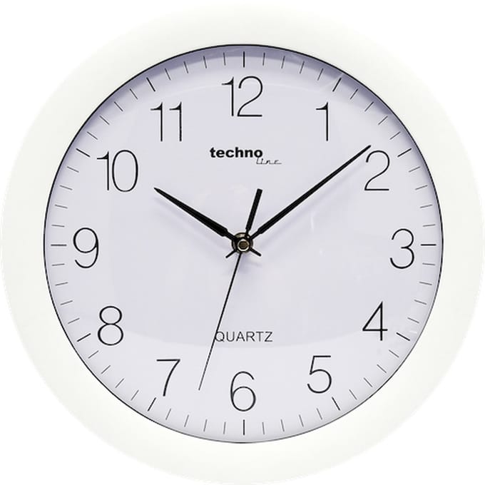 Technoline WT 7000 WHITE - Wandklok - Analoog - Rond - Kunststof Raam - Kwarts - Cijfers - Wit