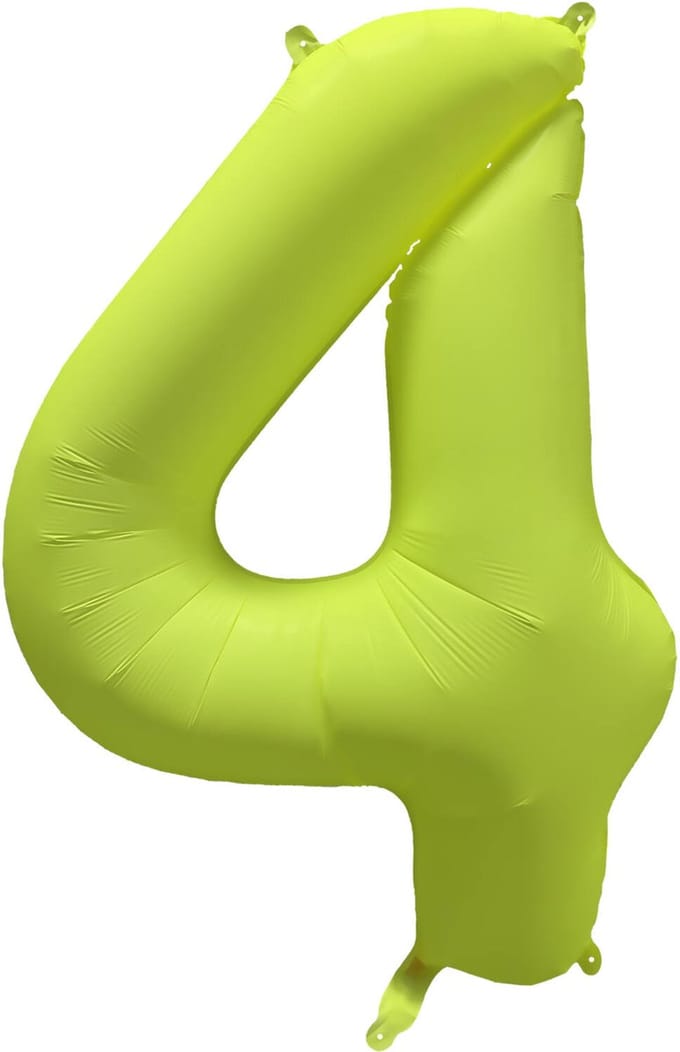 Riethmüller - Folieballon cijfer 4 - neon geel - 86 cm