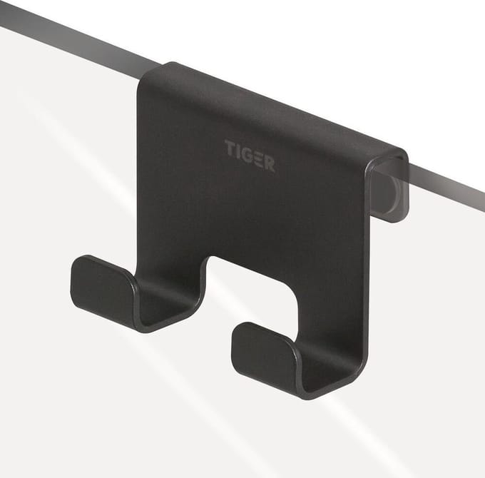Tiger Caddy - Douchehaak - Glaspaneel dikte 6-8 mm - 3,5 x 7 x 5 cm - Zwart