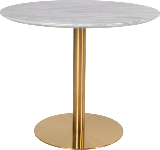 Bojan eetkamertafel Ø90 cm marmer look, messing look poten.