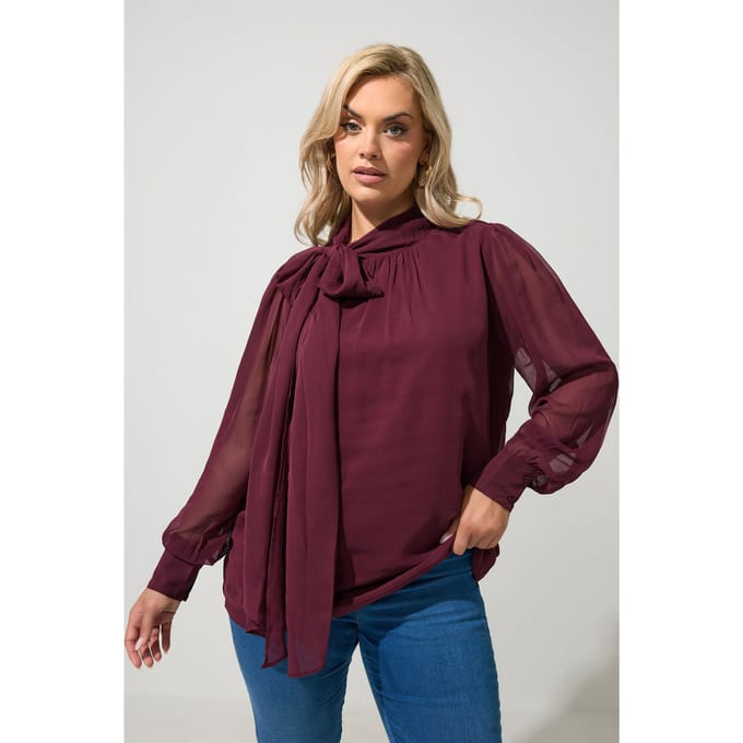 Yours London Rode Blouse Met Strik Aan De Zijkant Size 46