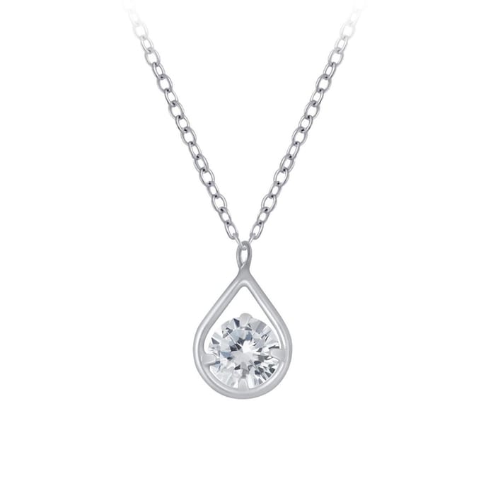 Joy|S - Zilveren ketting met druppel hanger - zirkonia