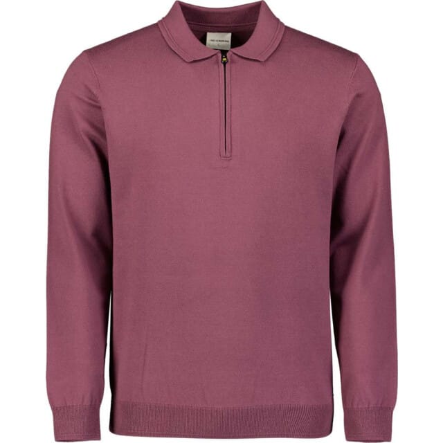 No Excess Pullover Polo Zip Dark Wine Maat: M | Longsleeves Outlet | Heren | Paars
