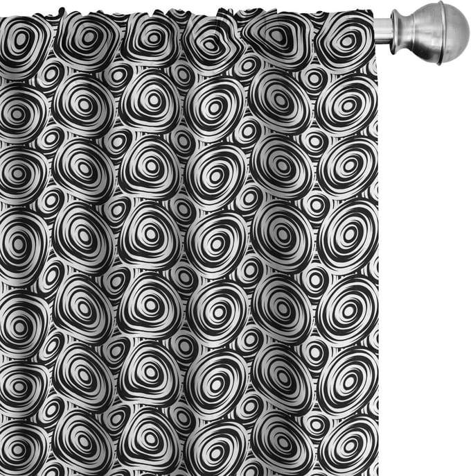 ABAKUHAUS – Moderne gordijnen 2-delige set 75x175 cm – zwart-wit, microvezel