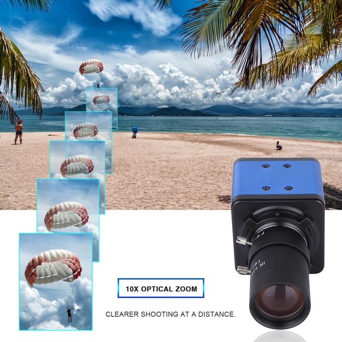 Aibecy 1080P HD Camera Computer Camera Webcam 2 Megapixels 10X Optische Zoom 80 Graden Groothoek Without Holder blauw