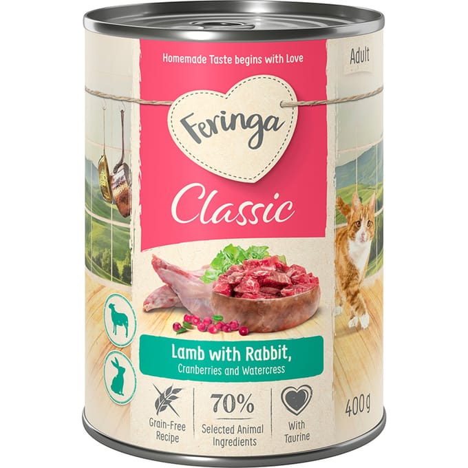 12x400g Feringa Classic Meat Menu Lam & Konijn Kattenvoer